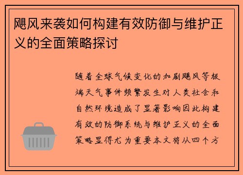 飓风来袭如何构建有效防御与维护正义的全面策略探讨